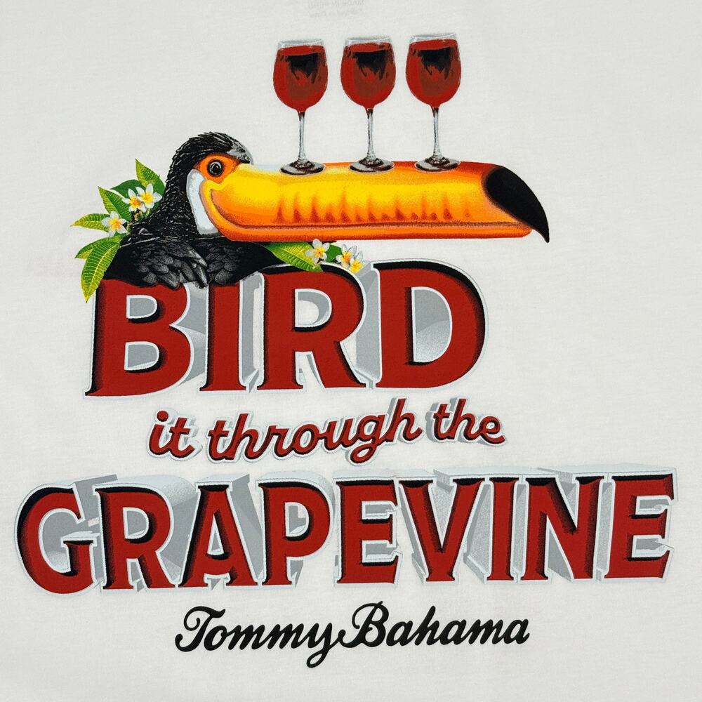 Tommy Bahama Bird It Through The Grapevine Wine Toucan T Shirt Mens Size XLT